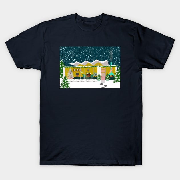 Mid century Christmas party card T-Shirt by jenblove
